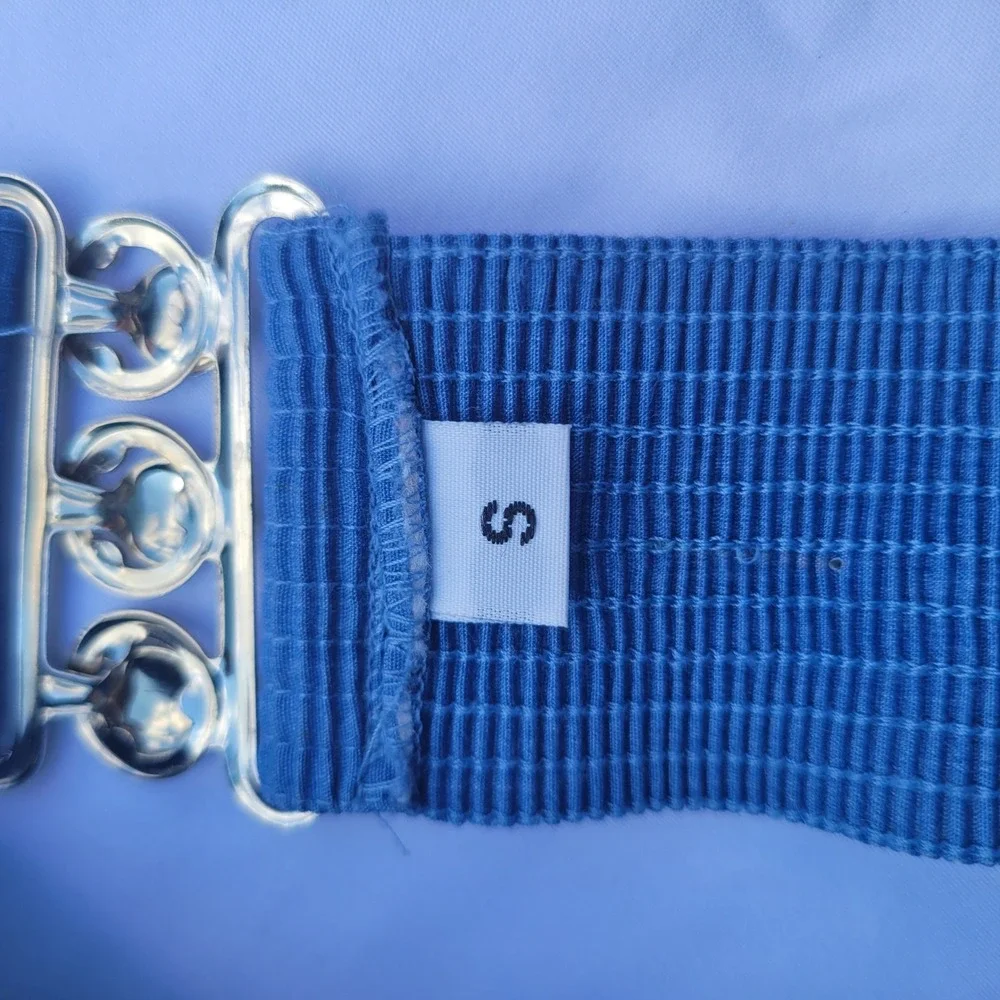 Vintage Style Blue Elastic Cinch Belt Lot of 4 Western Concho Denim Navy Small